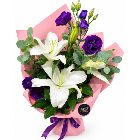 Purple Lily – buket ljiljana i lizijantusa