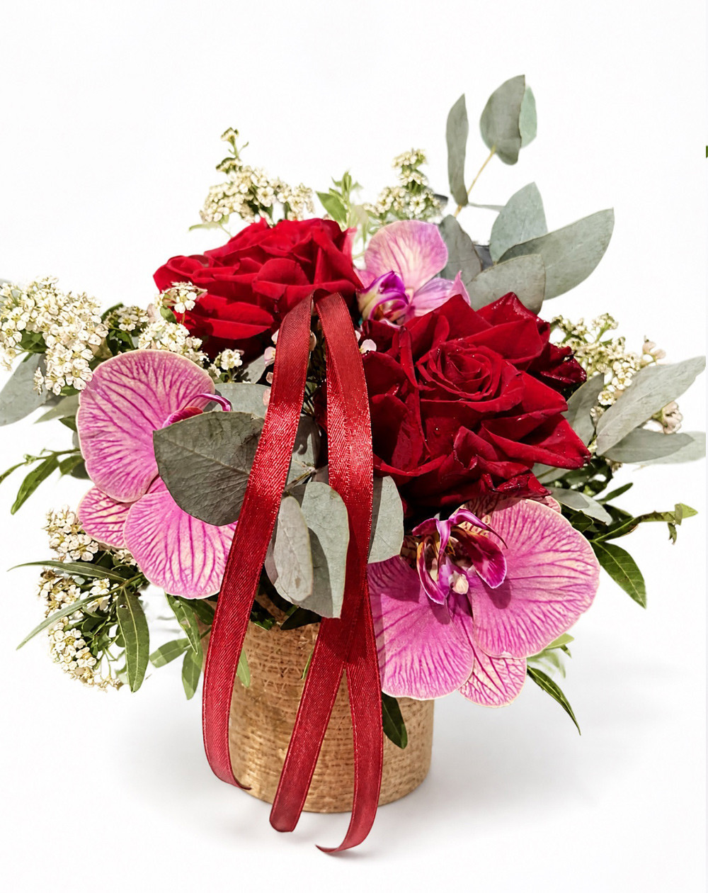Passion – aranžman ruža i Phalaenopsis orhideja